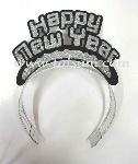 TS52001BLK  BLACK TIARA WITH GLITTERING  "HAPPY NEW YEAR"    